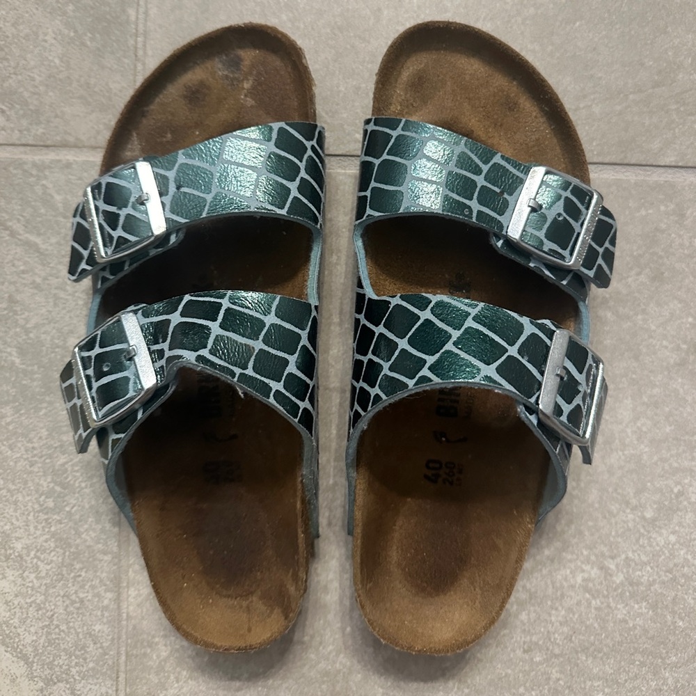 Teal Crocodile Birkenstocks